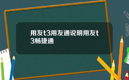 用友t3用友通说明用友t3畅捷通