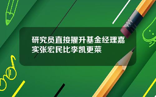 研究员直接擢升基金经理嘉实张宏民比李凯更菜