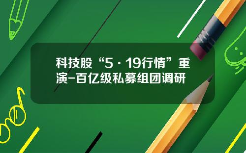 科技股“5·19行情”重演-百亿级私募组团调研 