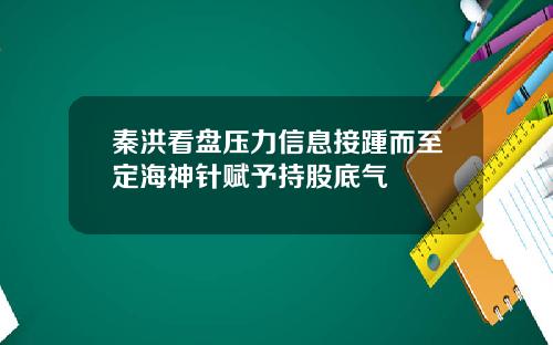 秦洪看盘压力信息接踵而至定海神针赋予持股底气