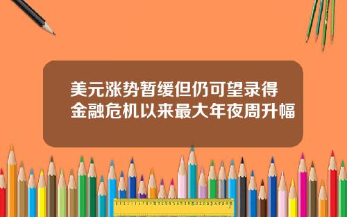 美元涨势暂缓但仍可望录得金融危机以来最大年夜周升幅