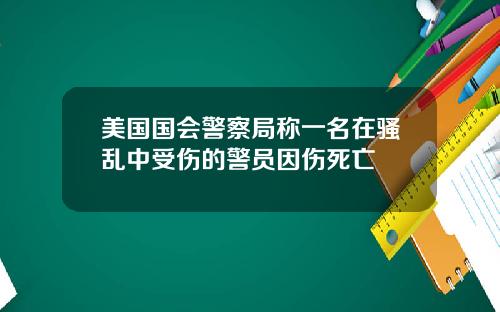 美国国会警察局称一名在骚乱中受伤的警员因伤死亡