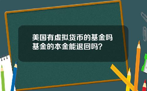 美国有虚拟货币的基金吗 基金的本金能退回吗？