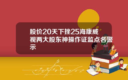 股价20天下挫25海康威视两大股东神操作证监点名警示