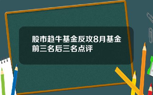 股市趋牛基金反攻8月基金前三名后三名点评