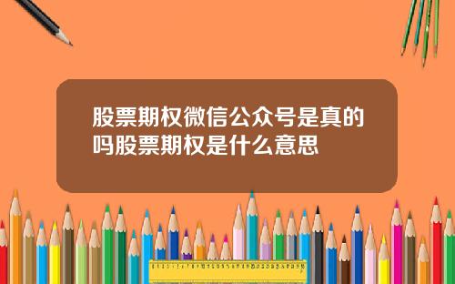 股票期权微信公众号是真的吗股票期权是什么意思