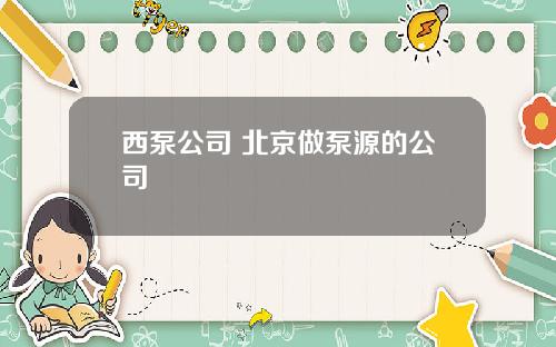 西泵公司 北京做泵源的公司