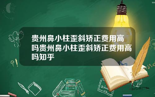 贵州鼻小柱歪斜矫正费用高吗贵州鼻小柱歪斜矫正费用高吗知乎