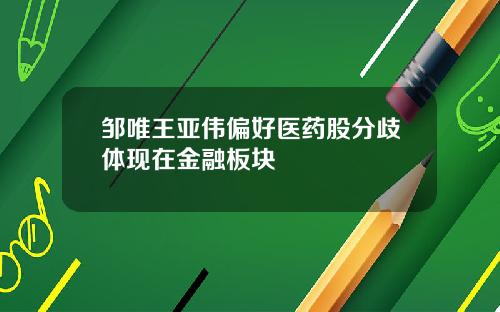 邹唯王亚伟偏好医药股分歧体现在金融板块