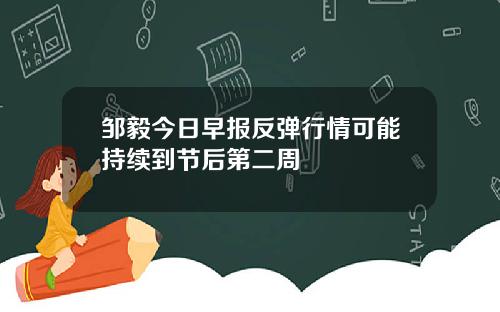 邹毅今日早报反弹行情可能持续到节后第二周