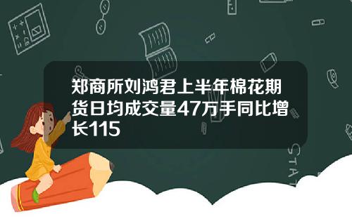 郑商所刘鸿君上半年棉花期货日均成交量47万手同比增长115