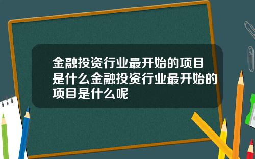 金融投资行业最开始的项目是什么金融投资行业最开始的项目是什么呢