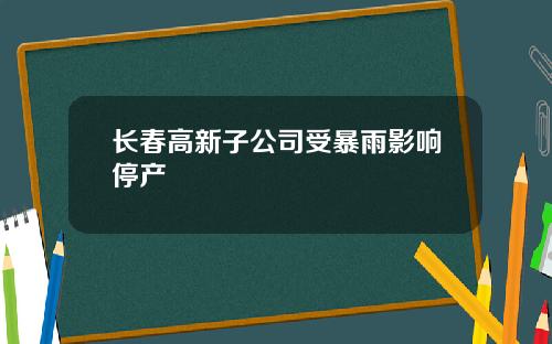 长春高新子公司受暴雨影响停产