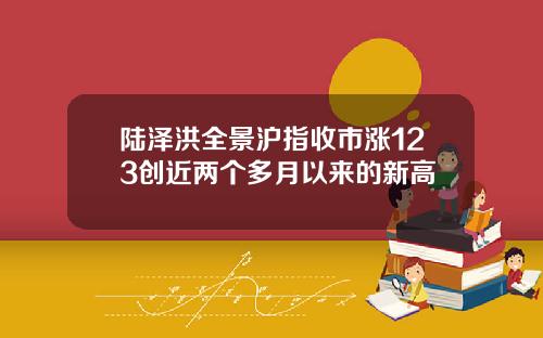 陆泽洪全景沪指收市涨123创近两个多月以来的新高