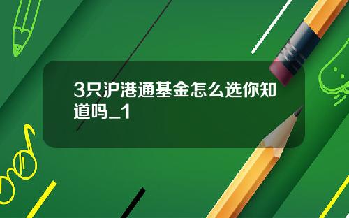 3只沪港通基金怎么选你知道吗_1