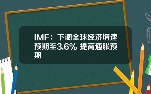 IMF：下调全球经济增速预期至3.6% 提高通胀预期