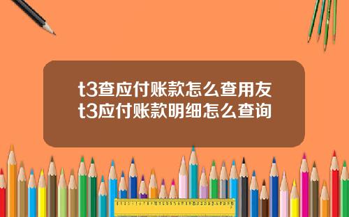 t3查应付账款怎么查用友t3应付账款明细怎么查询