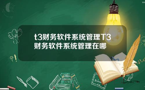 t3财务软件系统管理T3财务软件系统管理在哪