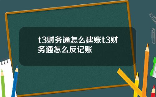 t3财务通怎么建账t3财务通怎么反记账