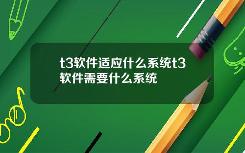 t3软件适应什么系统t3软件需要什么系统