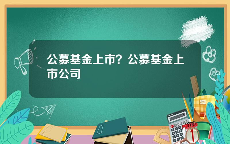 公募基金上市？公募基金上市公司