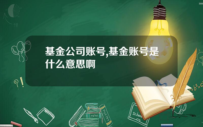 基金公司账号,基金账号是什么意思啊