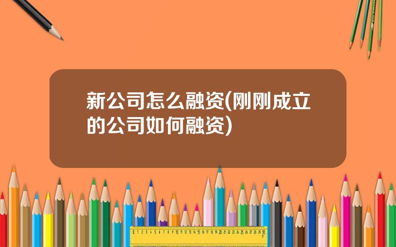新公司怎么融资(刚刚成立的公司如何融资)