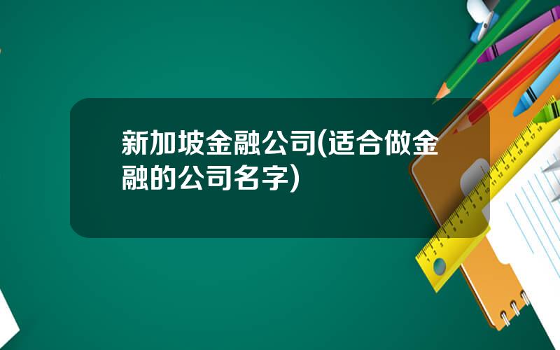 新加坡金融公司(适合做金融的公司名字)