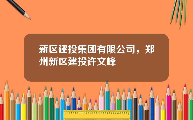 新区建投集团有限公司，郑州新区建投许文峰