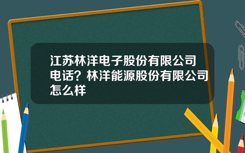 江苏林洋电子股份有限公司电话？林洋能源股份有限公司怎么样
