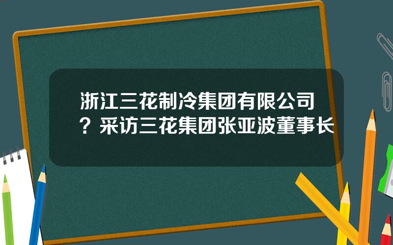 浙江三花制冷集团有限公司？采访三花集团张亚波董事长