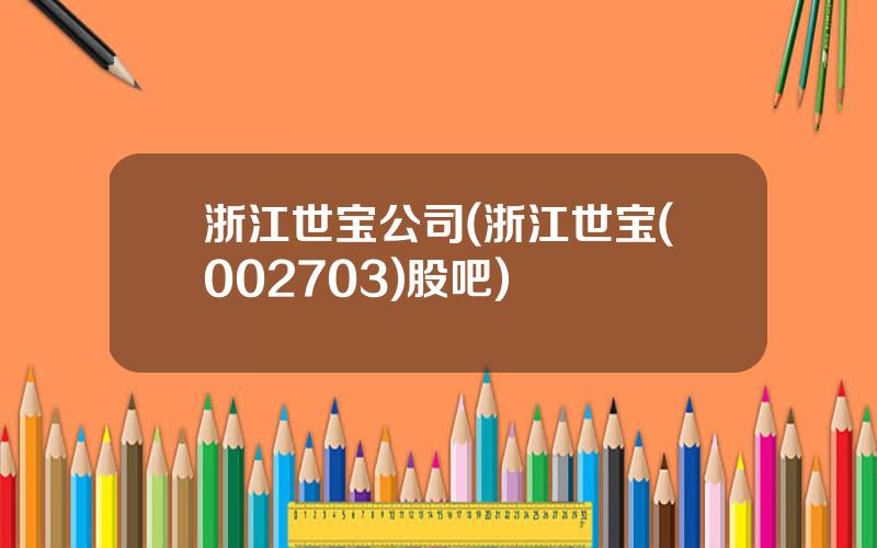 浙江世宝公司(浙江世宝(002703)股吧)