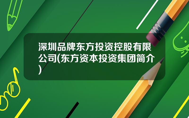 深圳品牌东方投资控股有限公司(东方资本投资集团简介)