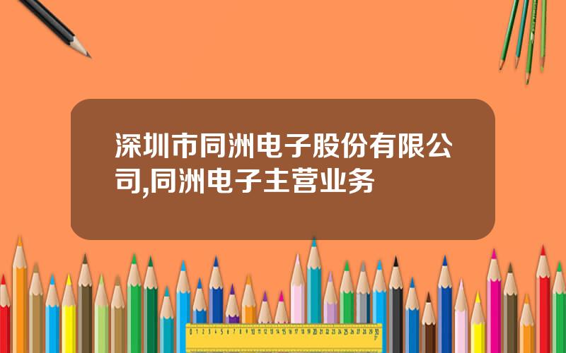 深圳市同洲电子股份有限公司,同洲电子主营业务