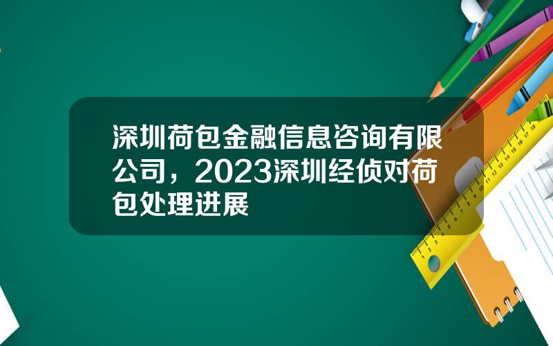 深圳荷包金融信息咨询有限公司，2023深圳经侦对荷包处理进展