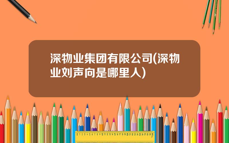 深物业集团有限公司(深物业刘声向是哪里人)