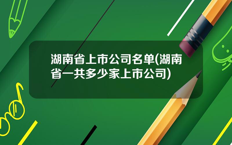 湖南省上市公司名单(湖南省一共多少家上市公司)
