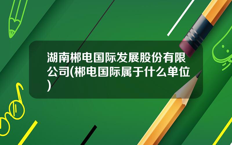 湖南郴电国际发展股份有限公司(郴电国际属于什么单位)