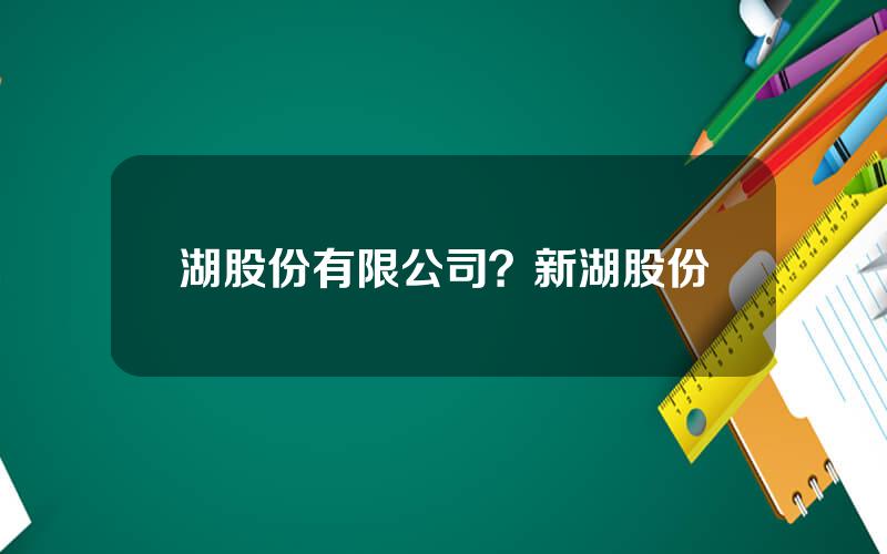 湖股份有限公司？新湖股份