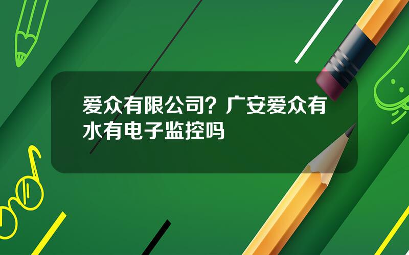 爱众有限公司？广安爱众有水有电子监控吗