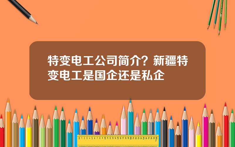 特变电工公司简介？新疆特变电工是国企还是私企