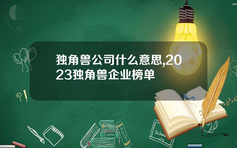 独角兽公司什么意思,2023独角兽企业榜单