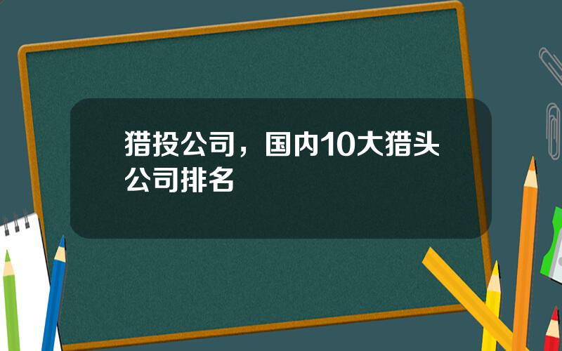 猎投公司，国内10大猎头公司排名