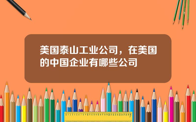 美国泰山工业公司，在美国的中国企业有哪些公司