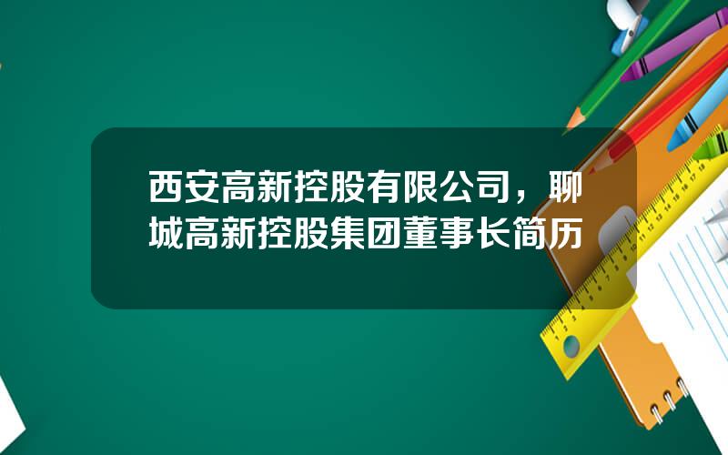 西安高新控股有限公司，聊城高新控股集团董事长简历