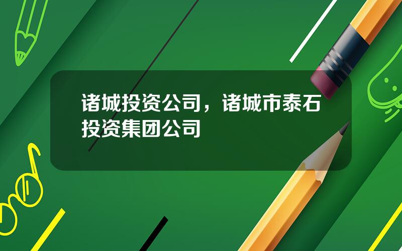诸城投资公司，诸城市泰石投资集团公司